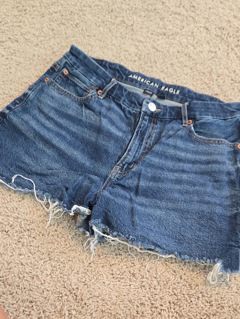 American Eagle Dark Wash Size 8 Jean Shorts Cut Offs